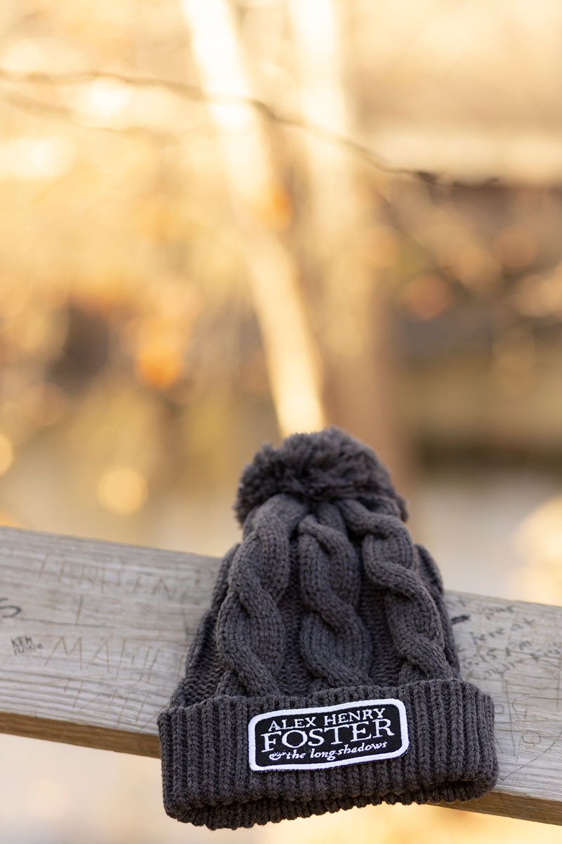 “Perpetual Glimmer” Pompom Cable-Knit Beanie - Charcoal