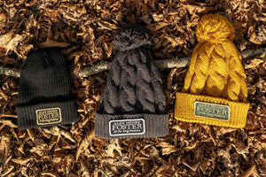 “Perpetual Glimmer” Pompom Cable-Knit Beanie - Golden Yellow
