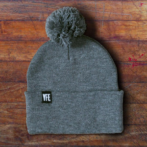 "Soul Marker" Pom-Pom Beanie - Grey